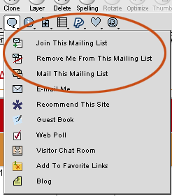 website building - mailing list elements